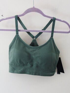 Athletics Essentials Seamless Ribbed Racerback Sports Bra (M) NWT